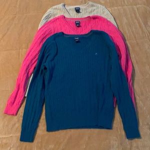 IZod Woman’s Sweater BUNDLE Sz M, Gray, Pink, Teal